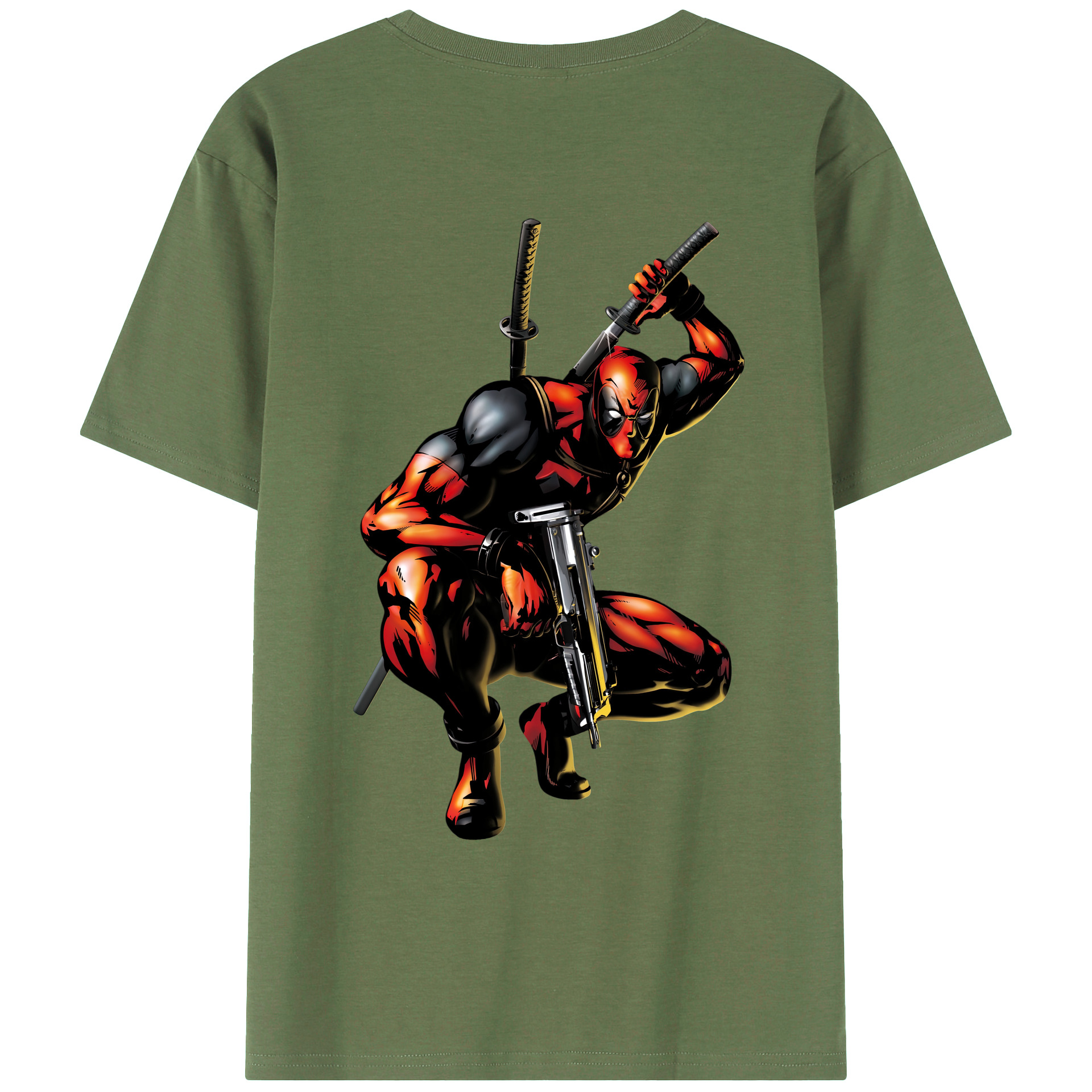 （画像用） Deadpool デッドプール 綿100％ メンズ半袖Tシャツ（バックプリント） 通気性